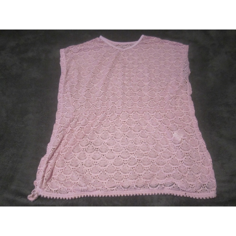 Wonder Nation Shirt Girls L 10-12 Pink Crochet Sleeveless Tunic Cover Up Top